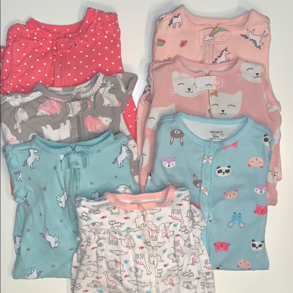 Lot of 7 baby girl sleepers